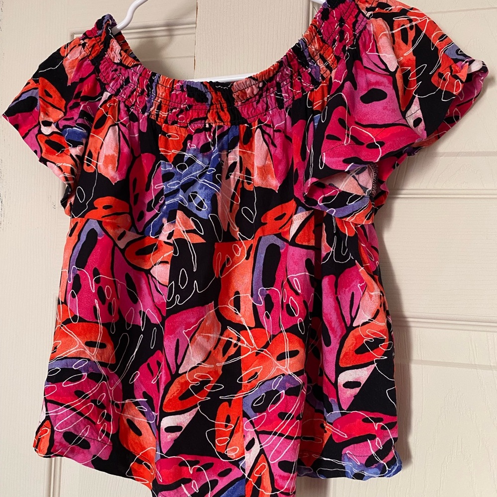 Tommy Hilfiger Pink and Orange Off Shoulder viscose women’s Blouse NWOT
